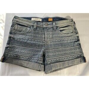 Pilcro And The Letterpress Anthropologie Blue Denim Shorts embroidered size 29